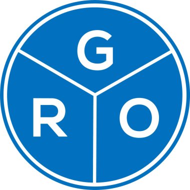 Beyaz arka planda GRO harf logosu tasarımı. GRO yaratıcı daire harf logosu konsepti. GRO harf tasarımı.