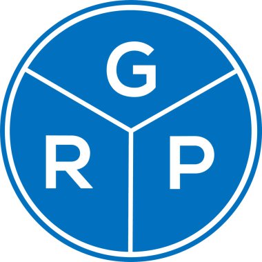 Beyaz arkaplanda GRP harf logosu tasarımı. GRP yaratıcı daire harfi logosu. GRP harf tasarımı.