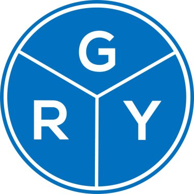 Beyaz arka planda GRY harf logosu tasarımı. Yaratıcı yuvarlak harf logosu konsepti. GRY harf tasarımı.