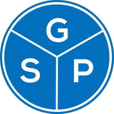 Beyaz arka planda GSP harf logosu tasarımı. GSP yaratıcı çember harf logosu konsepti. GSP harf tasarımı.
