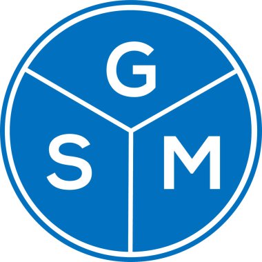 Beyaz arka planda GSM harf logosu tasarımı. GSM yaratıcı daire harfi logosu konsepti. GSM harf tasarımı.