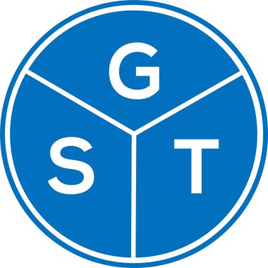 Beyaz arka planda GST harfi logo tasarımı. GST yaratıcı daire harf logosu konsepti. GST harf tasarımı.