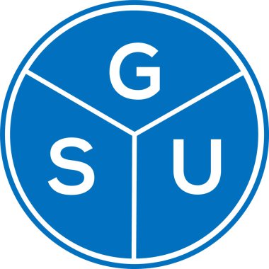 Beyaz arka planda GSU harf logosu tasarımı. GSU yaratıcı daire harfi logosu konsepti. GSU harf tasarımı.