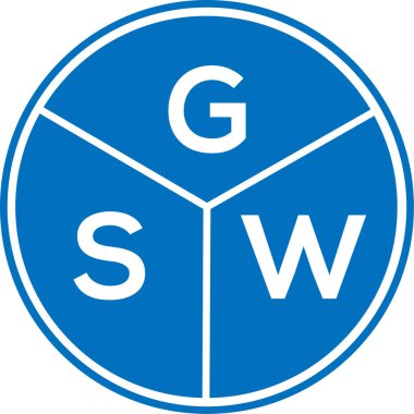 Beyaz arka planda kurşun yarası harfi logosu tasarımı. Yaratıcı yuvarlak harf logosu konsepti. GSW harf tasarımı.