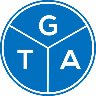 Beyaz arka planda GTA harf logosu tasarımı. GTA yaratıcı daire harf logosu konsepti. GTA harf tasarımı.