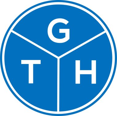 Beyaz arka planda GTH harfi logo tasarımı. Yaratıcı yuvarlak harf logosu. GTH harf tasarımı.