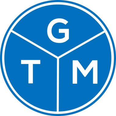 Beyaz arkaplanda GTM harf logosu tasarımı. GTM yaratıcı daire harfi logosu konsepti. GTM harf tasarımı.