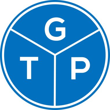 Beyaz arkaplanda GTP harf logosu tasarımı. GTP yaratıcı daire harfi logosu konsepti. GTP harf tasarımı.
