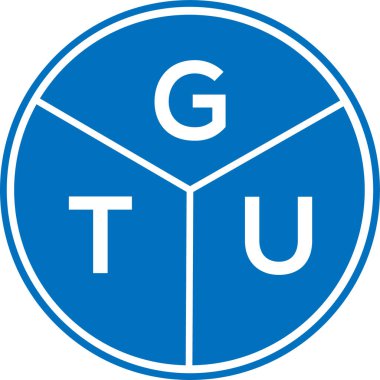 Beyaz arka planda GTU harf logosu tasarımı. GTU yaratıcı daire harfi logosu konsepti. GTU harf tasarımı.