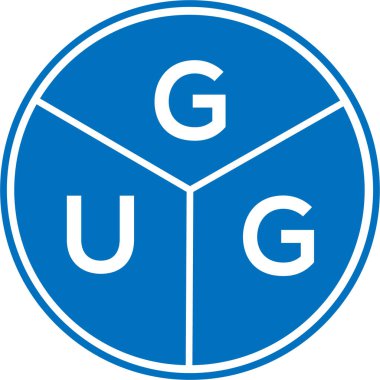 Beyaz arkaplanda GUG harfi logo tasarımı. GUG yaratıcı daire harfi logosu konsepti. GUG harf tasarımı.