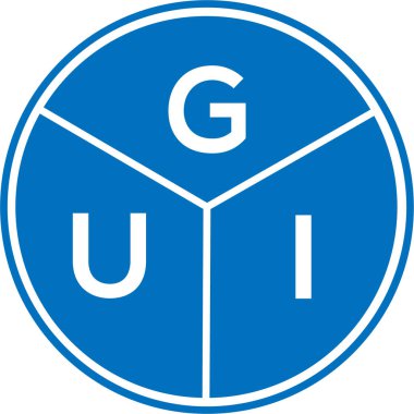 Beyaz arkaplanda GUI harf logosu tasarımı. GUI yaratıcı daire harfi logosu konsepti. Arayüz harf tasarımı.