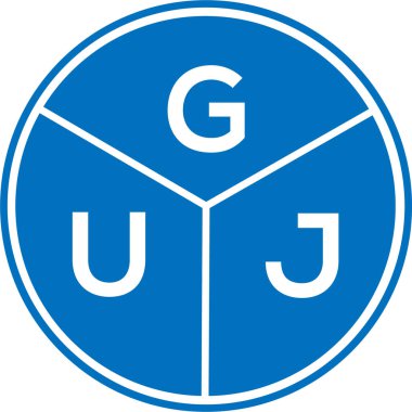 Beyaz arka planda GUJ harfi logo tasarımı. GUJ yaratıcı daire harfi logosu. GUJ harf tasarımı.