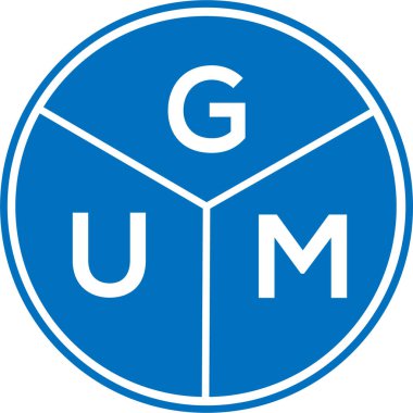 Beyaz arkaplanda GUM harf logosu tasarımı. GUM yaratıcı daire harfi logosu konsepti. GUM harf tasarımı.