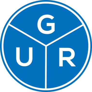 Beyaz arkaplanda GUR harf logosu tasarımı. GUR yaratıcı daire harfi logosu konsepti. GUR harf tasarımı.