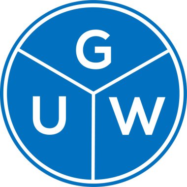 Beyaz arkaplanda GUW harf logosu tasarımı. GUW yaratıcı daire harfi logosu. GUW harf tasarımı.
