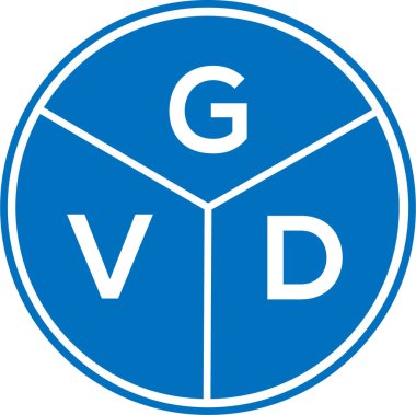 Beyaz arka planda GVD harf logosu tasarımı. GVD yaratıcı daire harfi logosu konsepti. GVD harf tasarımı.