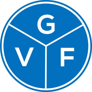 Beyaz arka planda GVF harf logosu tasarımı. GVF yaratıcı daire harfi logosu konsepti. GVF harf tasarımı.