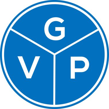 Beyaz arka planda GVP harf logosu tasarımı. GVP yaratıcı daire harfi logosu konsepti. GVP harf tasarımı.