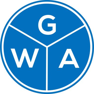 Beyaz arka planda GWA harf logosu tasarımı. GWA yaratıcı daire harf logosu konsepti. GWA harf tasarımı.