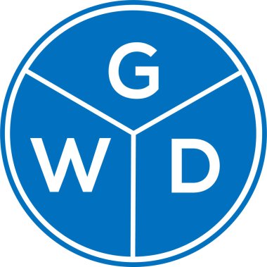 Beyaz arka planda GWD harf logosu tasarımı. GWD yaratıcı daire harfi logosu konsepti. GWD harf tasarımı.