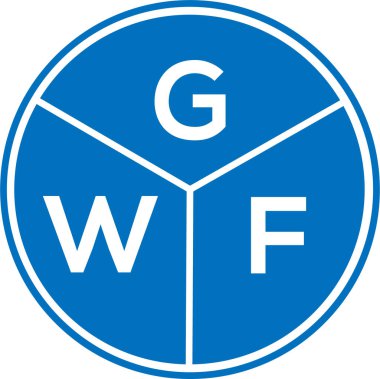 Beyaz arka planda GWF harf logosu tasarımı. GWF yaratıcı daire harfi logosu konsepti. GWF harf tasarımı.