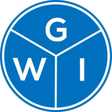 Beyaz arka planda GWI harfi logo tasarımı. GWI yaratıcı daire harfi logosu konsepti. GWI harf tasarımı.
