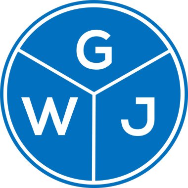 Beyaz arka planda GWJ harf logosu tasarımı. GWJ yaratıcı daire harfi logosu konsepti. GWJ harf tasarımı.