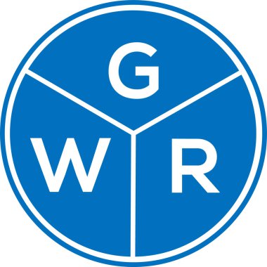 Beyaz arka planda GWR harf logosu tasarımı. GWR yaratıcı yuvarlak harf logosu konsepti. GWR harf tasarımı.
