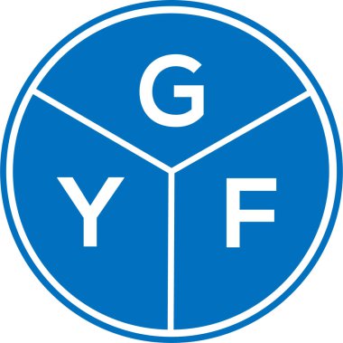 Beyaz arka planda GYF harf logosu tasarımı. GYF yaratıcı daire harfi logosu konsepti. GYF harf tasarımı.
