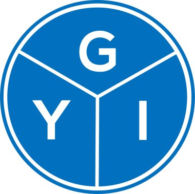 Beyaz arka planda GYI harf logosu tasarımı. Yaratıcı yuvarlak harf logosu konsepti. GYI harf tasarımı.