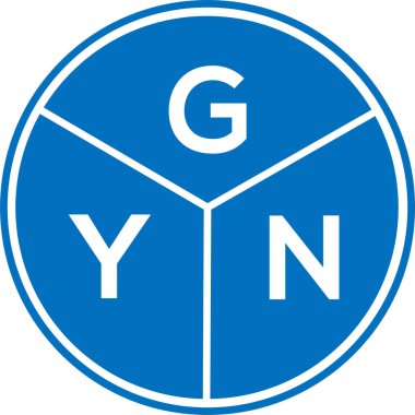 Beyaz arka planda GYN harf logosu tasarımı. Yaratıcı yuvarlak harf logosu konsepti. GYN harf tasarımı.