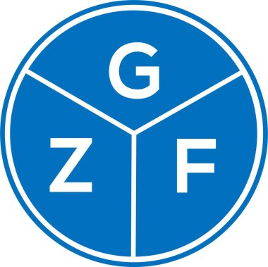 Beyaz arka planda GZF harf logosu tasarımı. GZF yaratıcı daire harfi logosu konsepti. GZF harf tasarımı.