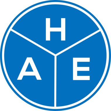 Beyaz arka planda HAE harfi logo tasarımı. Yaratıcı yuvarlak harf logosu kavramı. HAE harf tasarımı.