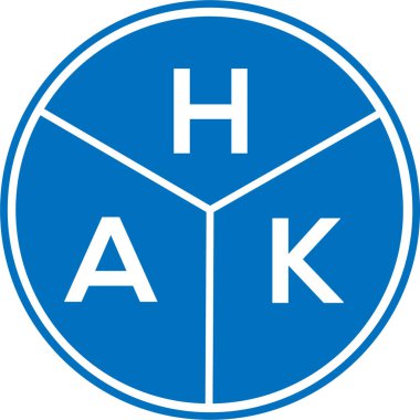Beyaz arkaplanda HAK harf logosu tasarımı. HAK yaratıcı daire harfi logosu. HAK harf tasarımı.