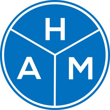 Beyaz arka planda Ham harfli logo tasarımı. Ham yaratıcı daire harfi logosu. Ham harf tasarımı.