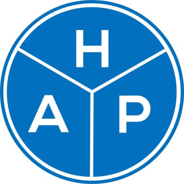 Beyaz arkaplanda HAP harfi logo tasarımı. HAP yaratıcı daire harfi logosu. HAP harf tasarımı.