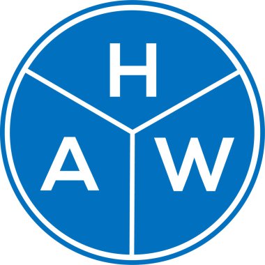 Beyaz arka planda HAW harfi logo tasarımı. HAW yaratıcı daire harfi logosu. HAW harf tasarımı.