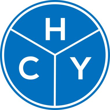 Beyaz arka planda HCY harf logosu tasarımı. HCY yaratıcı daire harfi logosu konsepti. HCY harf tasarımı.