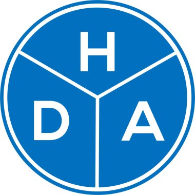 Beyaz arka planda yüksek çözünürlüklü harf logosu tasarımı. HDA yaratıcı daire harfi logosu konsepti. HDA harf tasarımı.