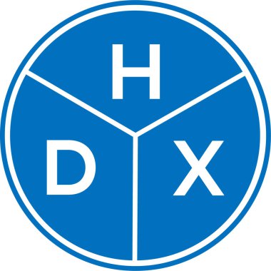 Beyaz arkaplanda HDX harf logosu tasarımı. HDX yaratıcı daire harfi logosu konsepti. HDX harf tasarımı.