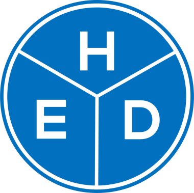 Beyaz arka planda yüksek çözünürlüklü harf logosu tasarımı. HED yaratıcı daire harfi logosu konsepti. HED harf tasarımı.