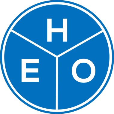 Beyaz arka planda HEO harf logosu tasarımı. HEO yaratıcı daire harfi logosu. HEO harf tasarımı.