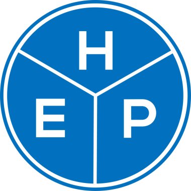 Beyaz arkaplanda HEP harf logosu tasarımı. HEP yaratıcı daire harfi logosu. HEP harf tasarımı.