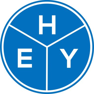 Beyaz arka planda hey harfli logo tasarımı. Yaratıcı yuvarlak harf logosu kavramı. Hey mektup tasarımı.