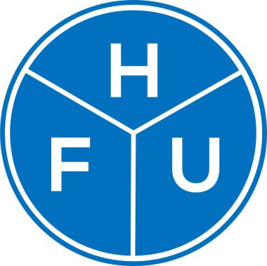 Beyaz arka planda HFU harf logosu tasarımı. HFU yaratıcı daire harfi logosu konsepti. HFU harf tasarımı.