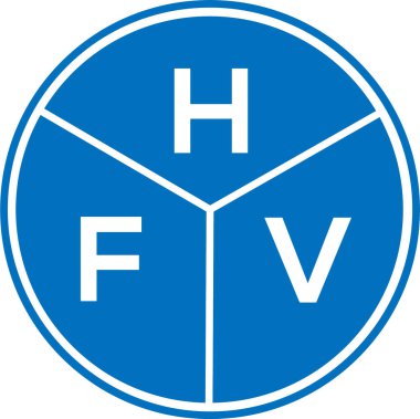 Beyaz arka planda HFV harf logosu tasarımı. HFV yaratıcı daire harfi logosu konsepti. HFV harf tasarımı.
