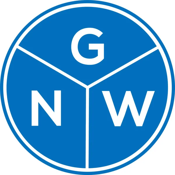 Beyaz arka planda GNW harf logosu tasarımı. GNW yaratıcı daire harfi logosu konsepti. GNW harf tasarımı.