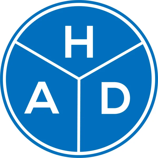 白い背景にHadの手紙のロゴデザイン 創造的な円の手紙のロゴの概念を持っていた Hadの手紙のデザイン 白い背景にHadの手紙のロゴデザイン 創造的な円の手紙のロゴの概念を持っていた 手紙のデザイン — ストックベクタ