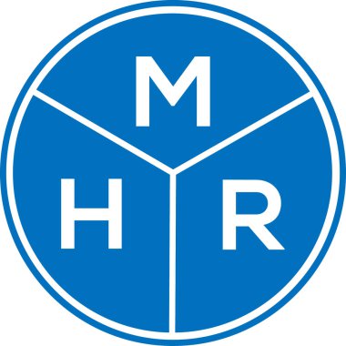 Beyaz arka planda MHR harf logosu tasarımı. MHR yaratıcı harflerin baş harfleri logo kavramı. MHR harf tasarımı.