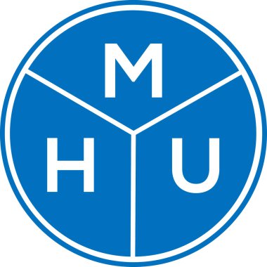 Beyaz arka planda MHU harf logosu tasarımı. MHU yaratıcı harf logosu konsepti. MHU harf tasarımı.